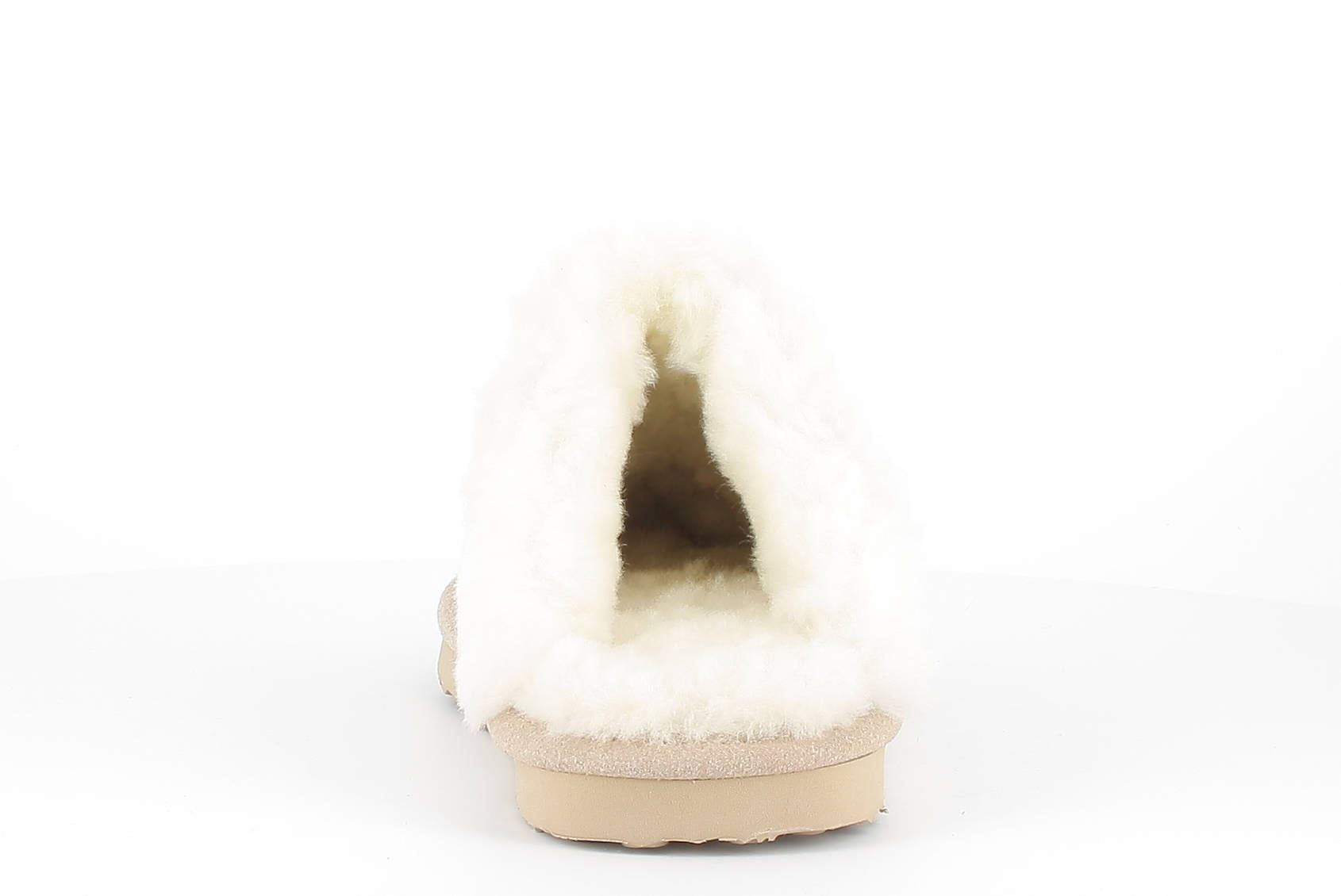 Sheepskin Torino Mule Slippers in Sand with Fur Trim