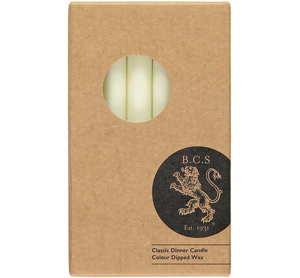 British Colour Standard- Pearl White Dinner Candles 6 per pack