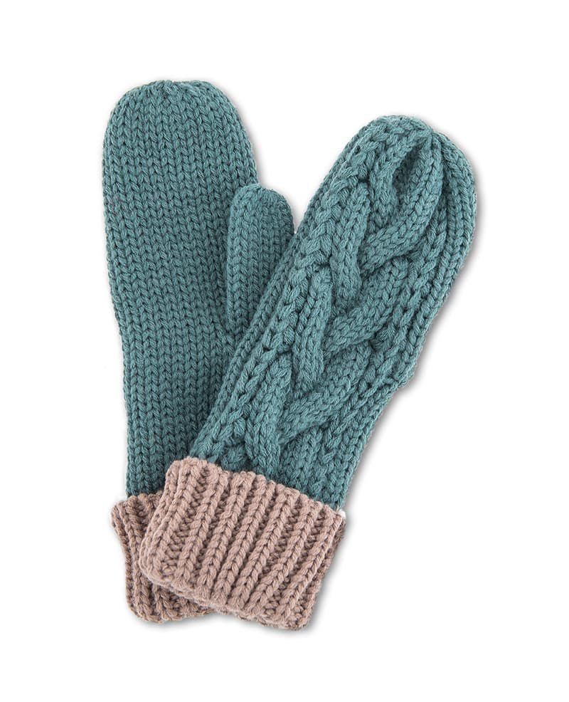 Powder Charlotte Mitten in Teal and Camel