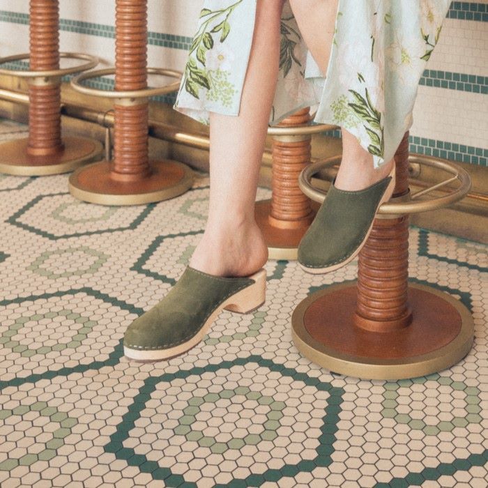Classic Green Clogs Oiled Nubuck Leather No Strap Seconds