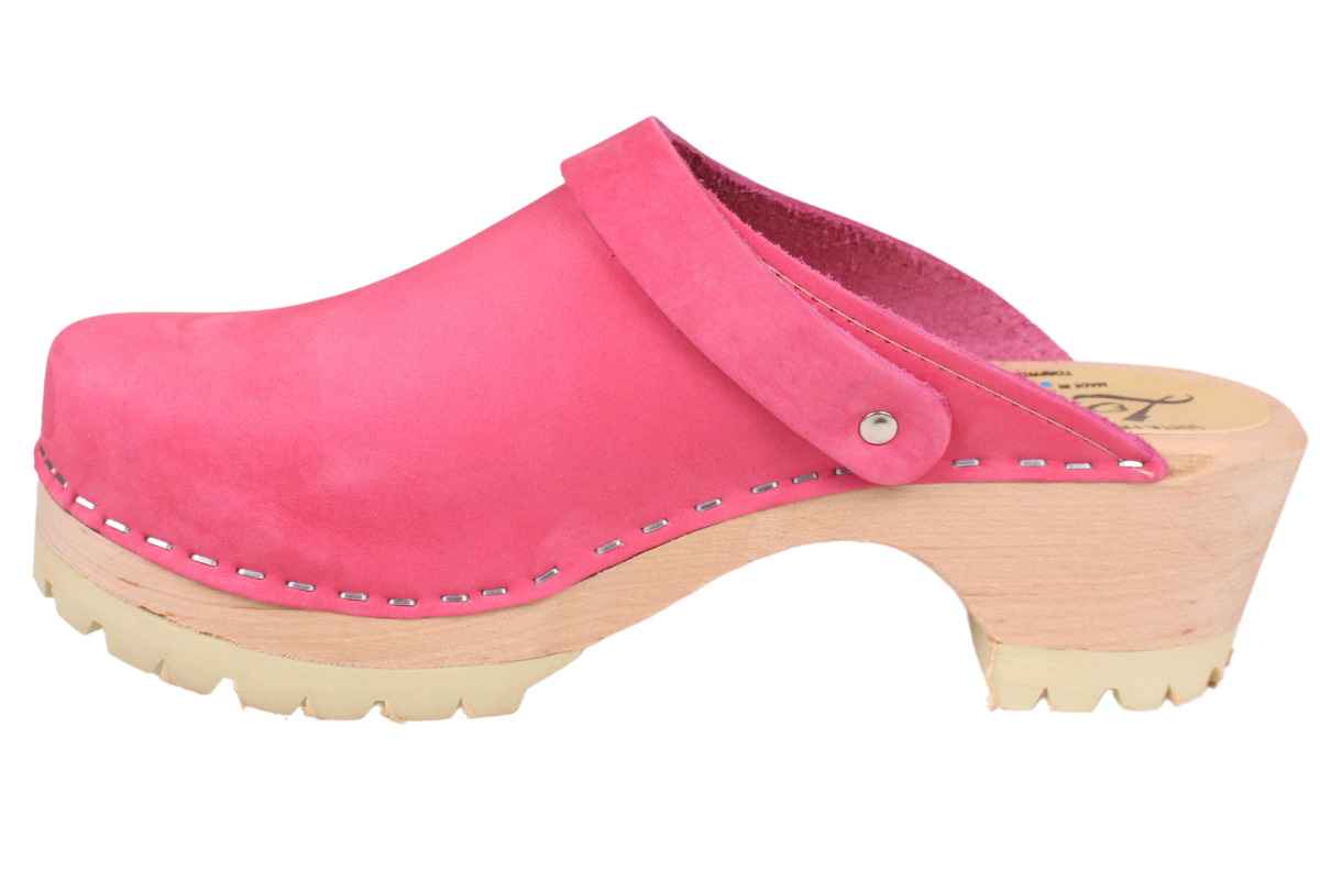 NEW Swedish Clogs Classic Pink Oiled Nubuck Leather on Tractor Base by Lotta from Stockholm Low Heel/ lottafromstockholm Mules Shoes Womens Shoes Clogs & Mules 