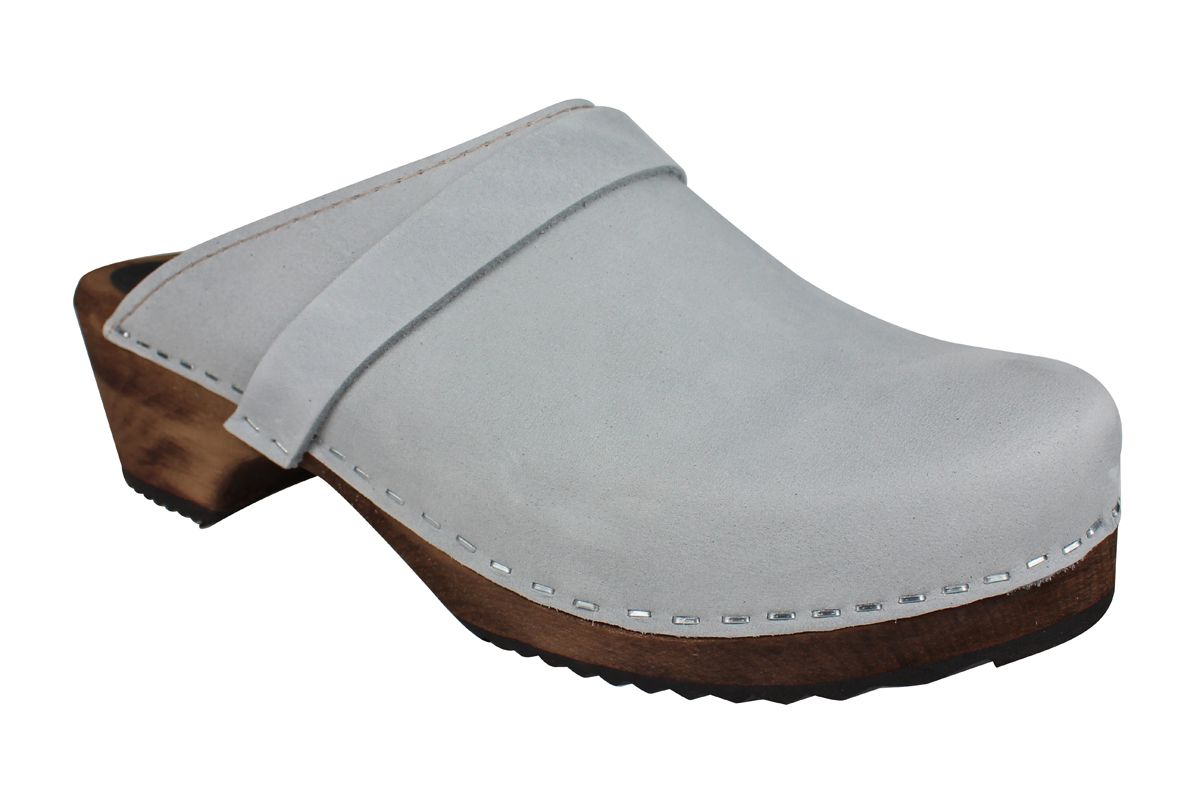 Classic Sea Grey Oiled Nubuck Clogs on Brown Base Second