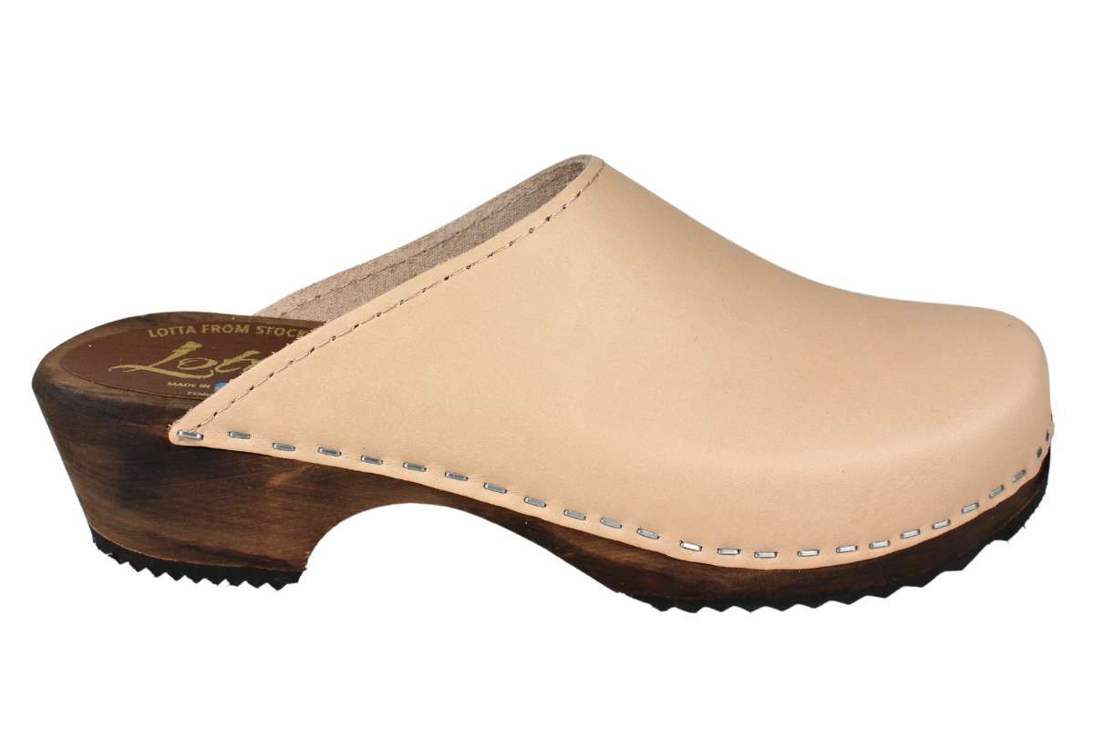 clogs shoes womens clogs in Palomino Leather with wooden brown clogs sole