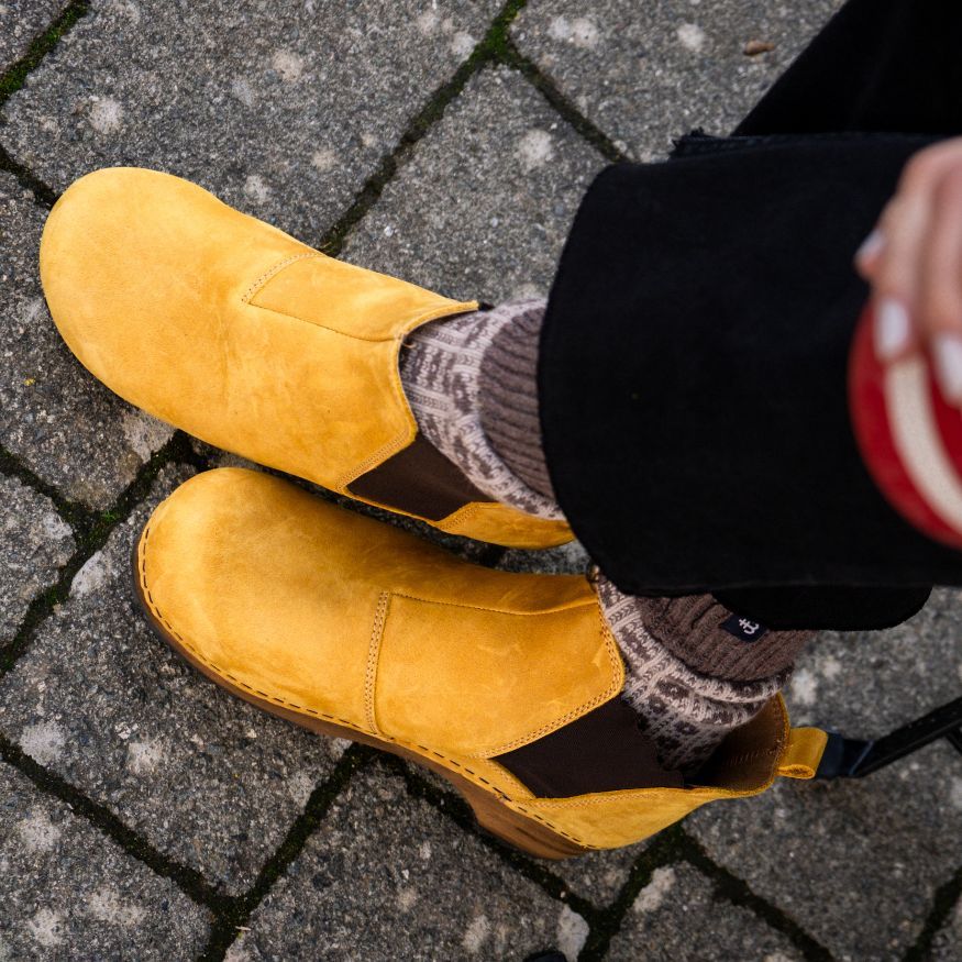womens winter ankle boots Lotta's Jo Clogs Boots in Mustard Oil Leathet. Winter Footwear for women slip on winter boots womens by Lotta from Stockholm