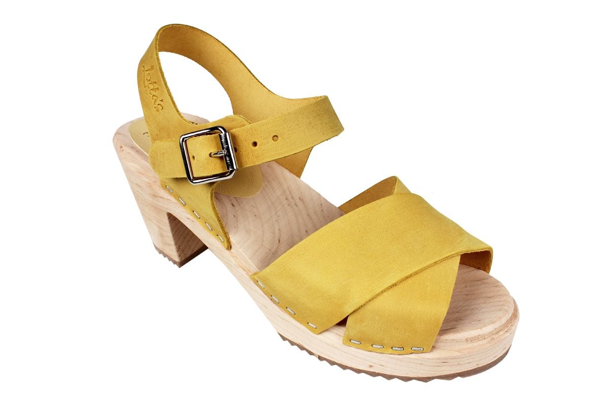 Lotta From Stockholm Swedish Classic Clogs with Strap in Yellow Oiled Nubuck 