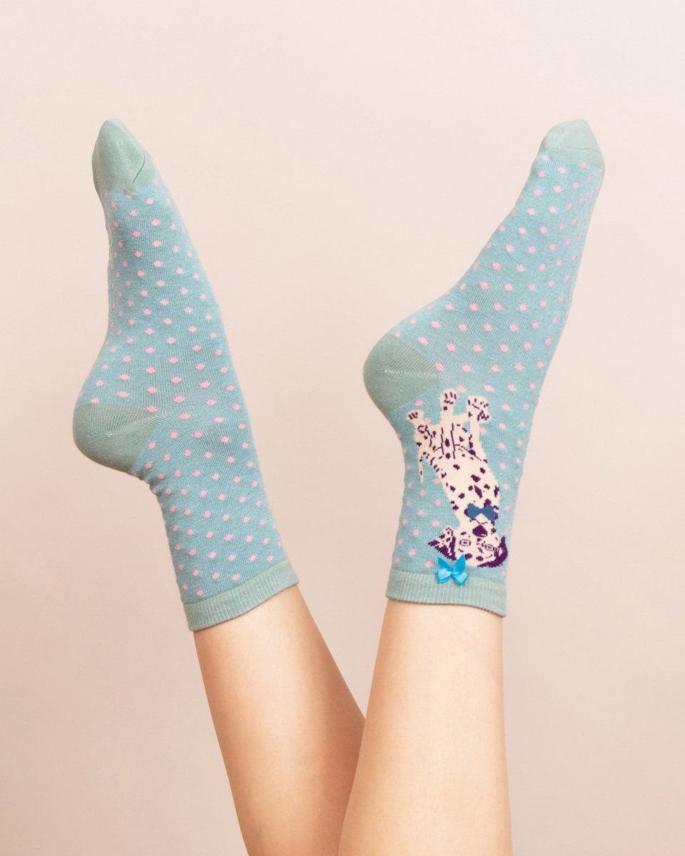 Powder Dalmatian Ankle Sock in Sky Blue