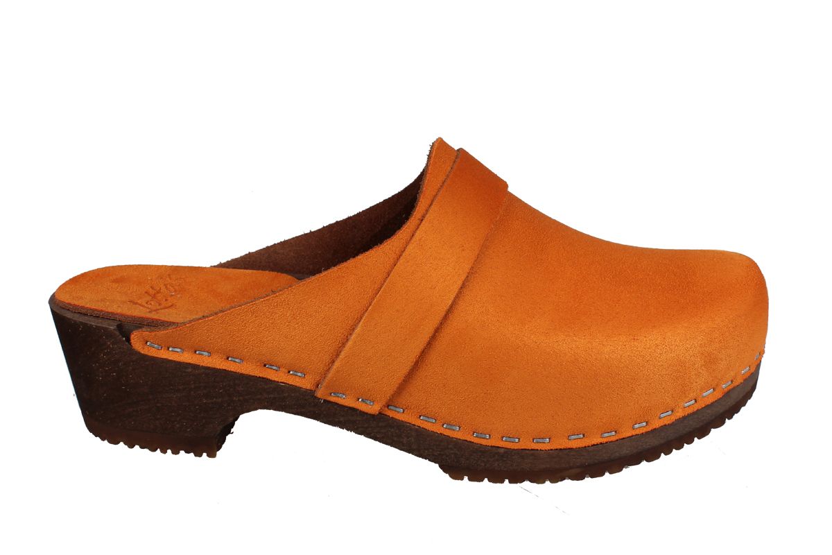 Elsa Classic in Orange Stain Resistant Nubuck on Brown Base Seconds