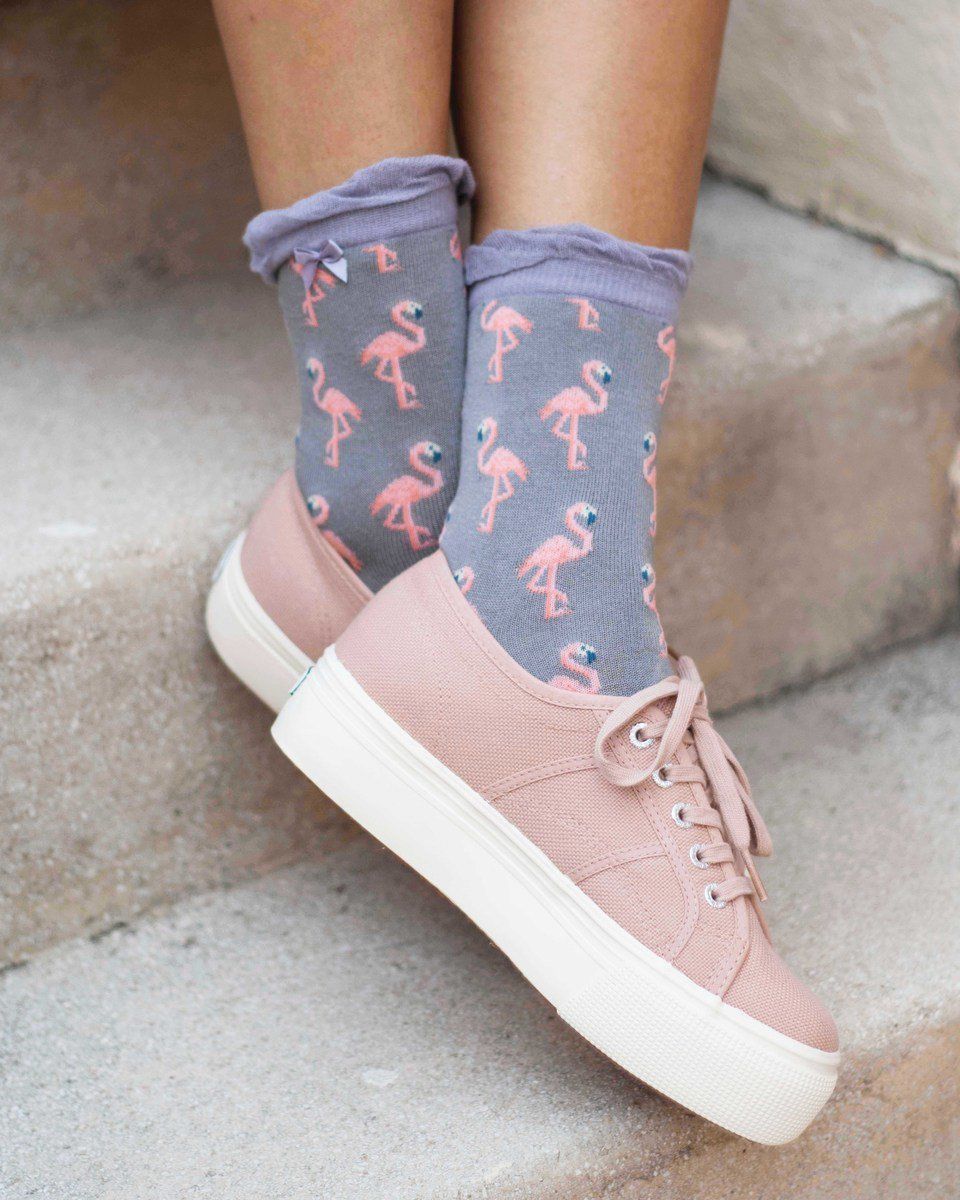 Powder Flamingo Ankle Sock in Slate