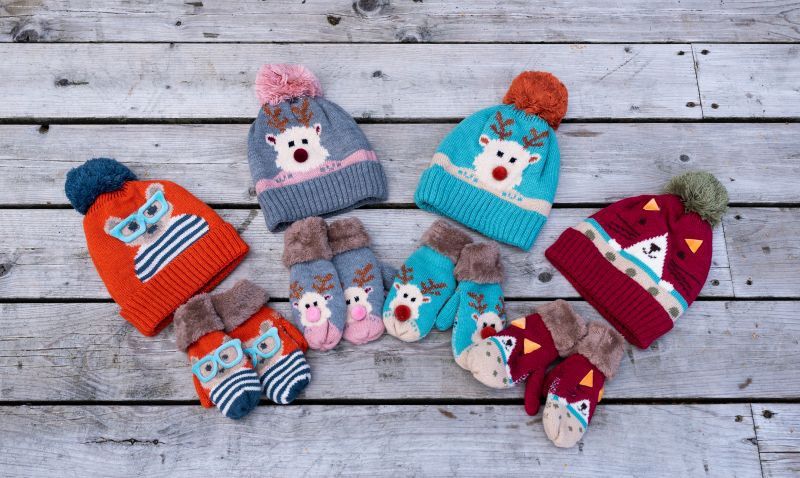 Powder Cosy Kids Rudolph Mittens in Slate