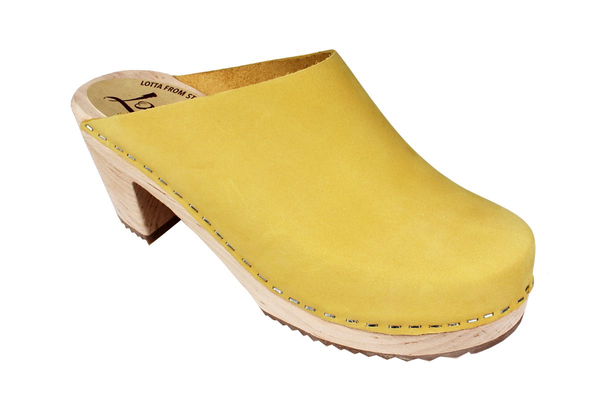 High Heel Classic Clog Yellow Oiled Nubuck 