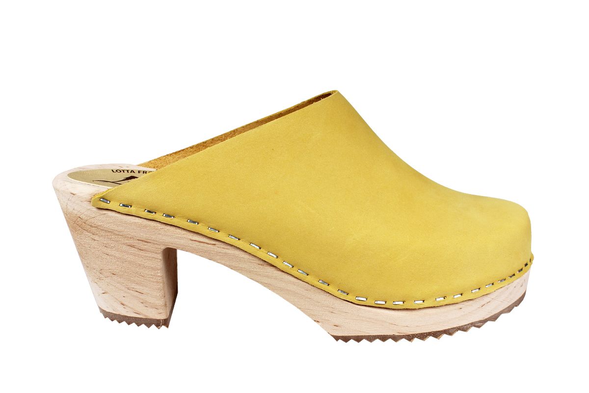 High Heel Classic Clog Yellow Oiled Nubuck Seconds