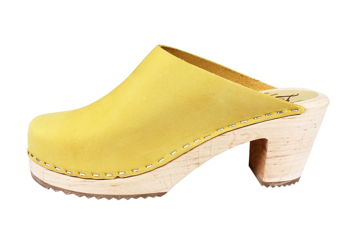 High Heel Classic Clog Yellow Oiled Nubuck 