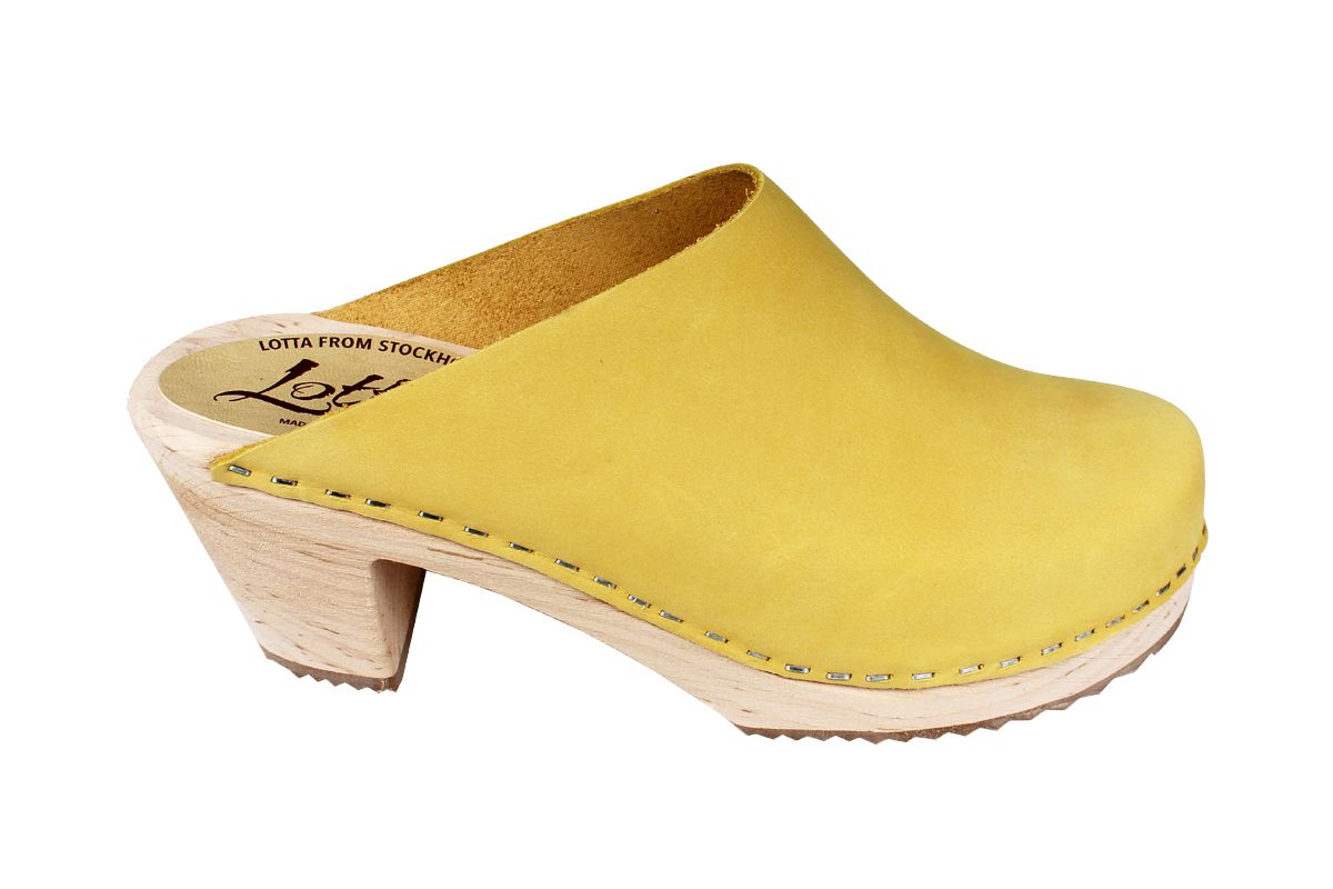 High Heel Classic Clog Yellow Oiled Nubuck 
