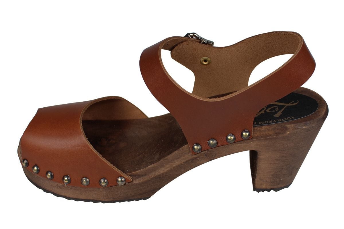 Highwood Open Stud Cinnamon Clogs on Brown Base