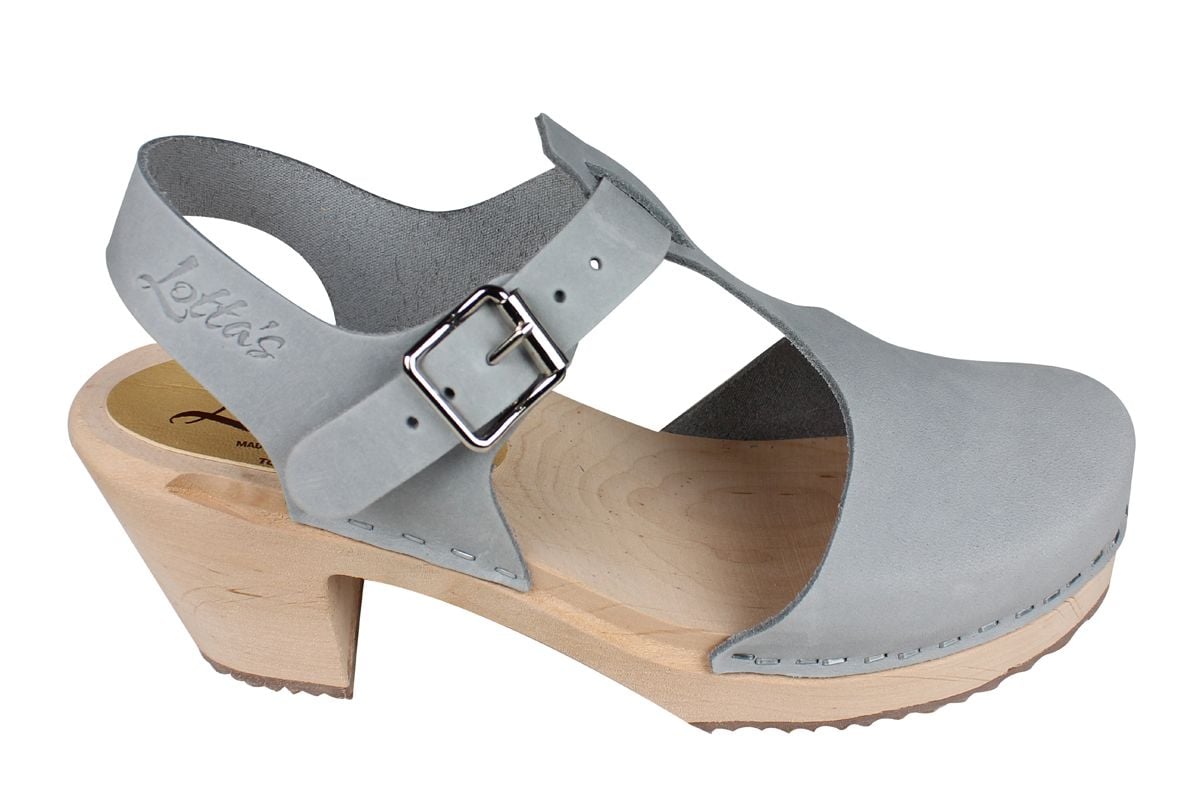 Highwood T-Bar Sea Grey Oiled Nubuck Clogs