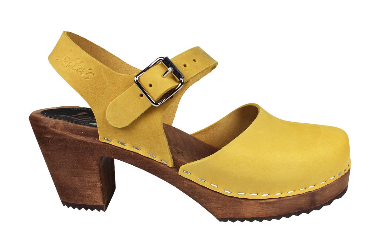 Highwood Yellow Clogs in Oiled Nubuck on Brown Base