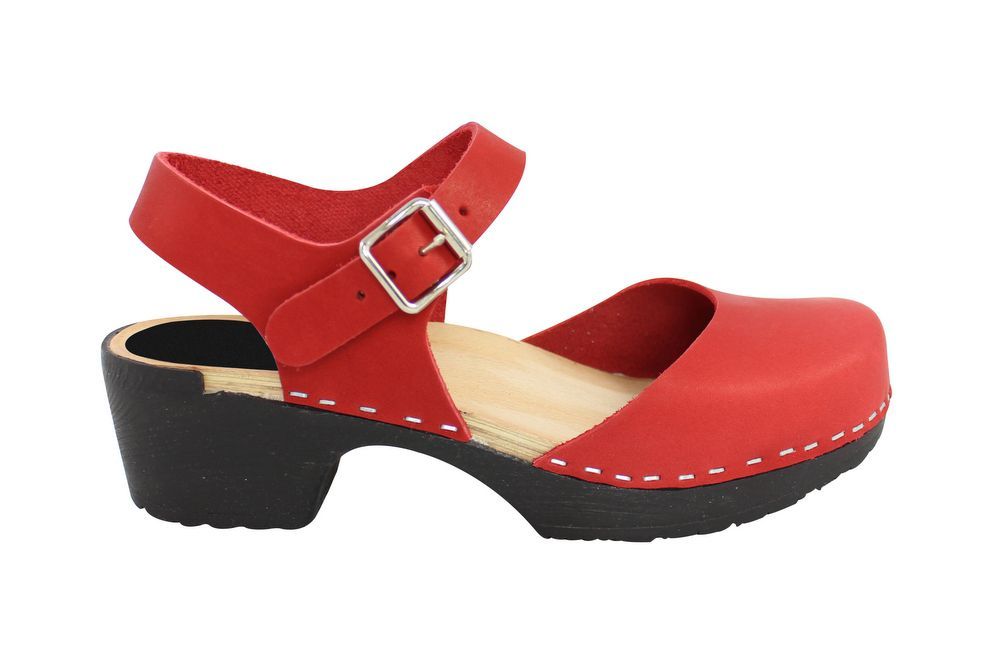 Lotta From Stockholm Soft Sole Red Täckt Mary Jane in Waxed Red Leather Side