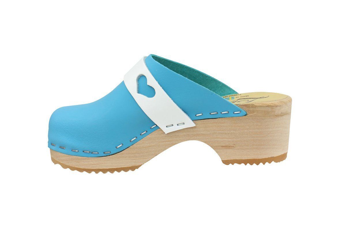 Little Lotta's Kids Clogs in Blue and White Heart