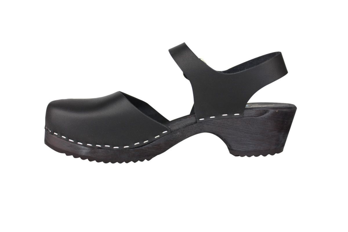 low wood black clogs with black sole rev side