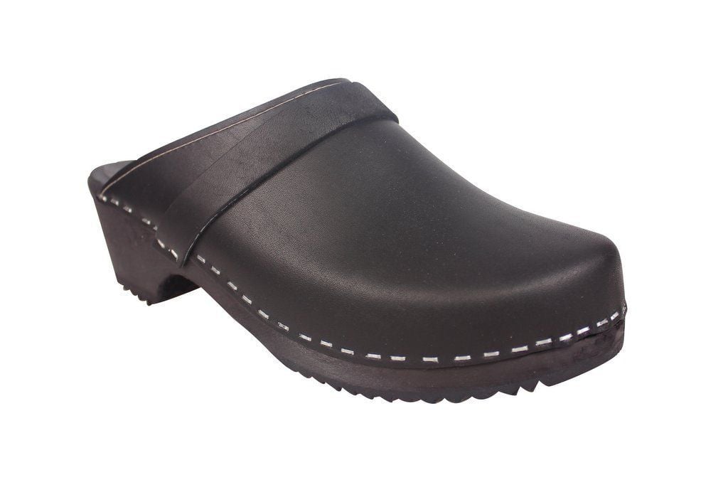 Classic Clog Black Leather Side 2
