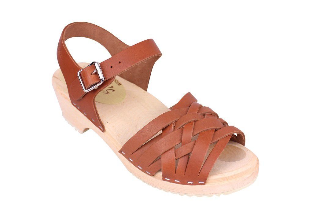 Lotta From Stockholm Low Tan Braided Clogs