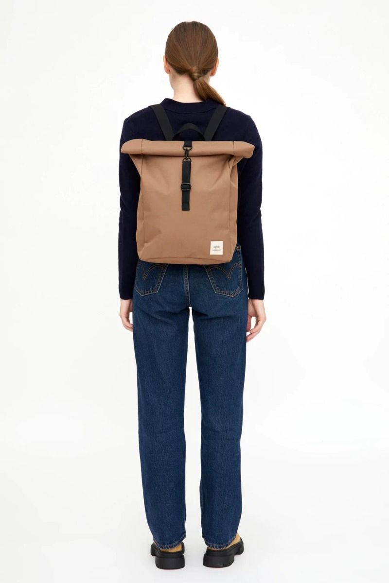 Lefrik Roll Mini rucksack backpack in camel on back