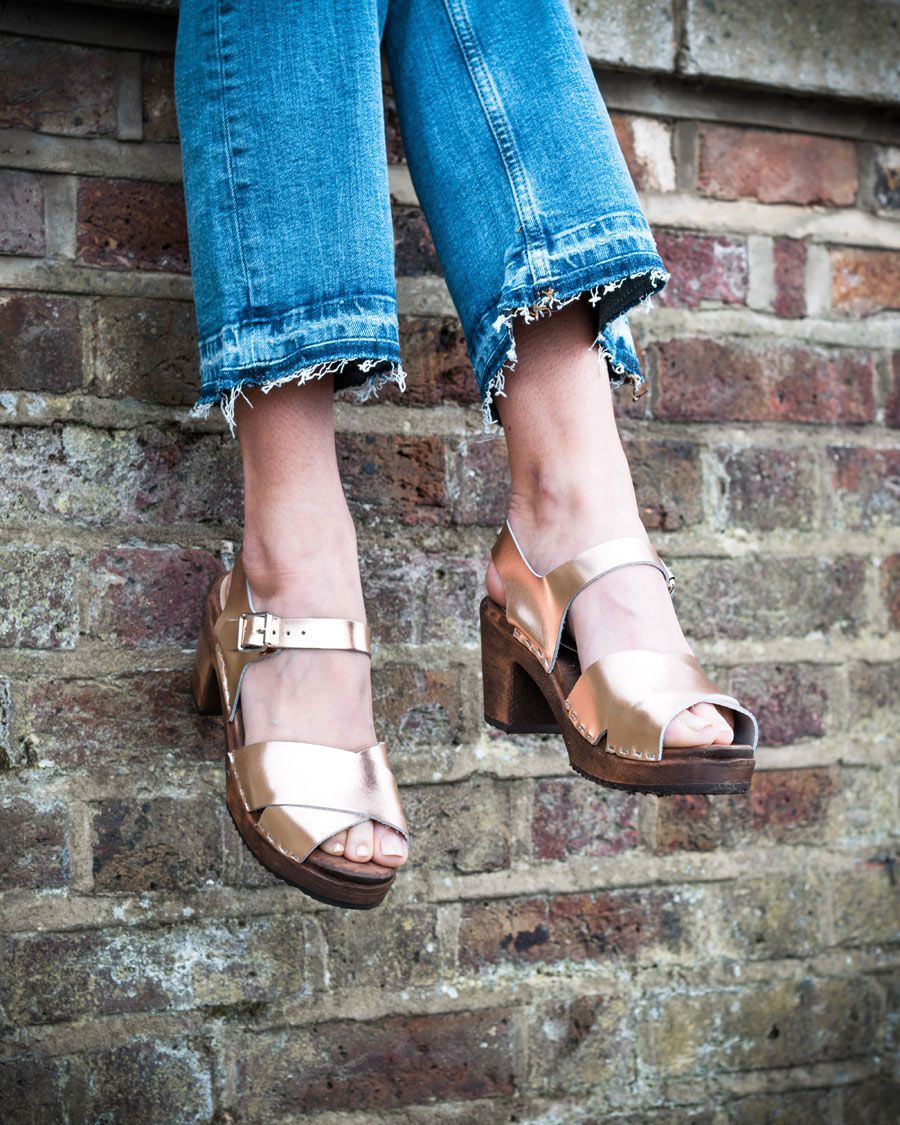 Cross Over Clogs Rose Gold on Brown Base Seconds