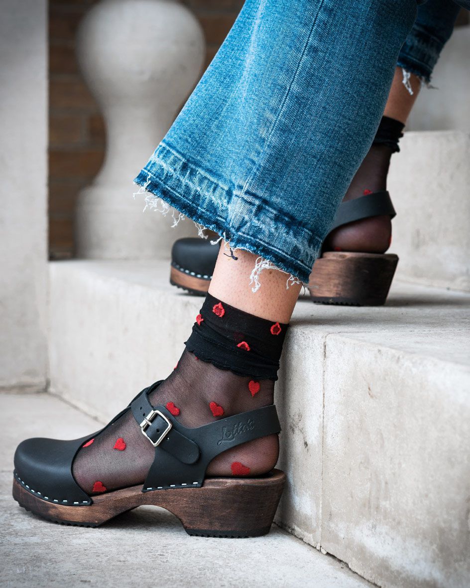 Lotta From Stockholm Womens Low Heel toe clogs Dark Black TBAR
