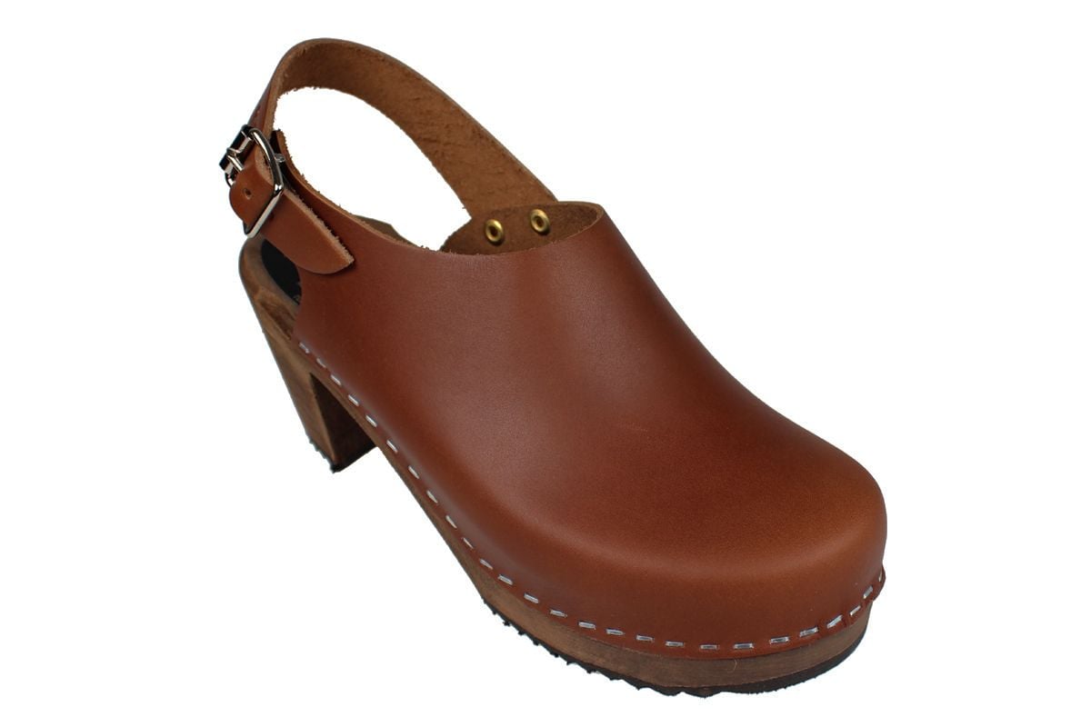 Lotta Sling Cinnamon Clogs on Brown Base Seconds
