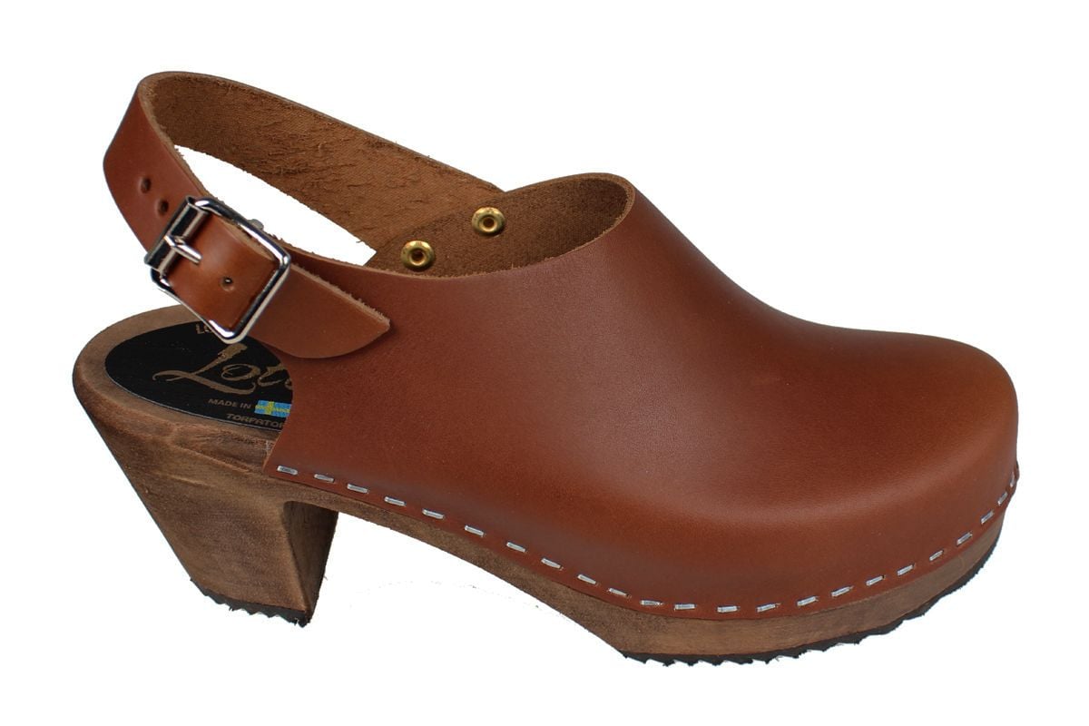Lotta Sling Cinnamon Clogs on Brown Base Seconds