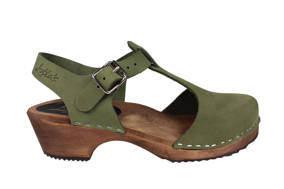 Low Wood T-Bar in Green Oiled Nubuck on Brown Base