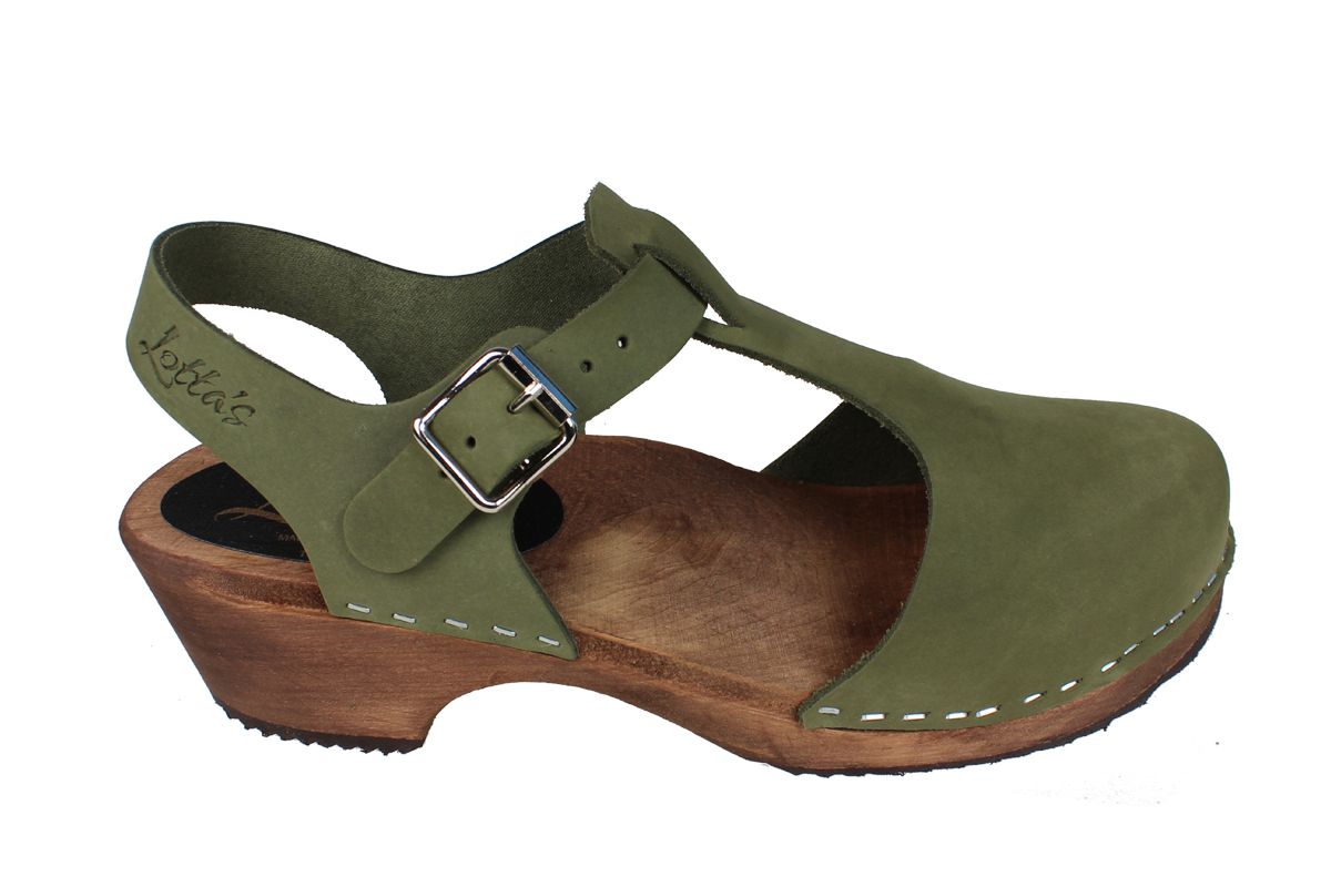 Low Wood T-Bar in Green Oiled Nubuck on Brown Base Seconds