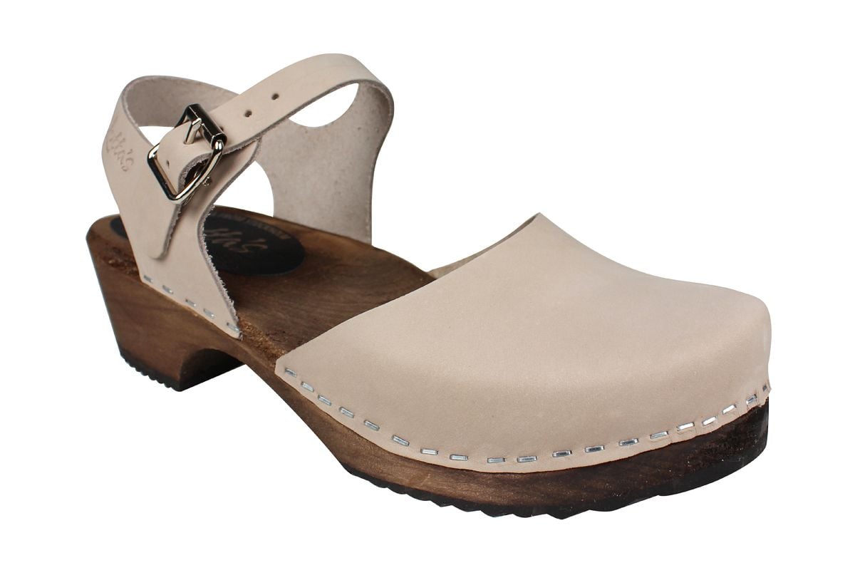 Low Wood Oatmeal Oiled Nubuck Clogs on Brown Base Seconds