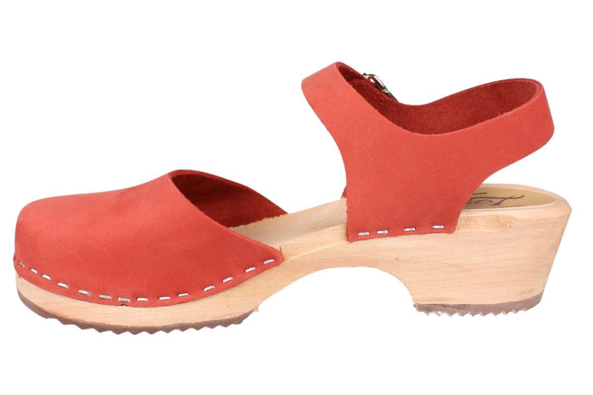 Low Wood women's clogs in persian plum coloured oiled nubuck on a natural base by Lotta from Stockholm
