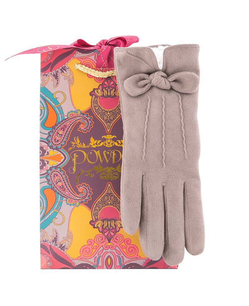 Powder Phoebe Lined Faux Suede Gloves in Stone