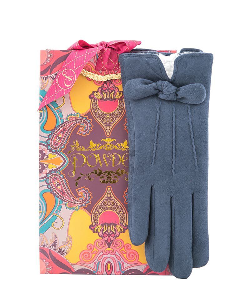 Powder Phoebe Lined Faux Suede Gloves in Navy