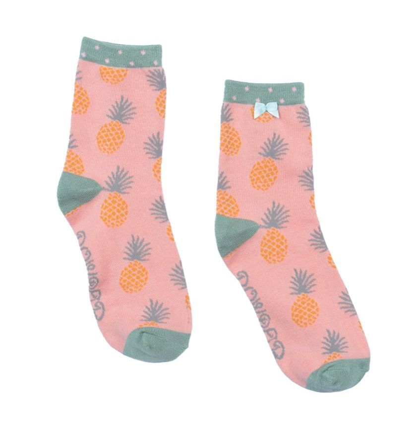 Powder Pineapple Ankle Sock in Pink