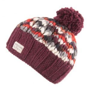 Kusan Thick Knit Bobble Hat in Plum