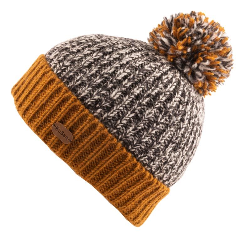 kusan bobble hat with turn up in marl mustard Lotta from Stockholm