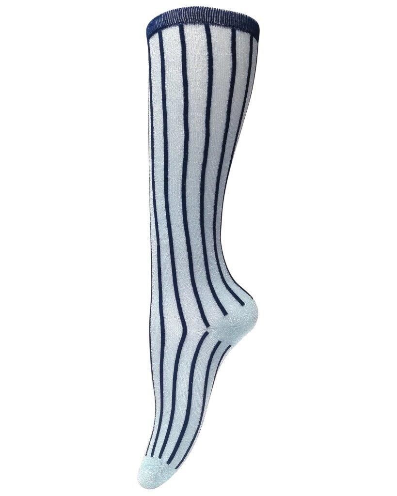 Unmade Copenhagen Stripe Long Sock in Blue Paste
