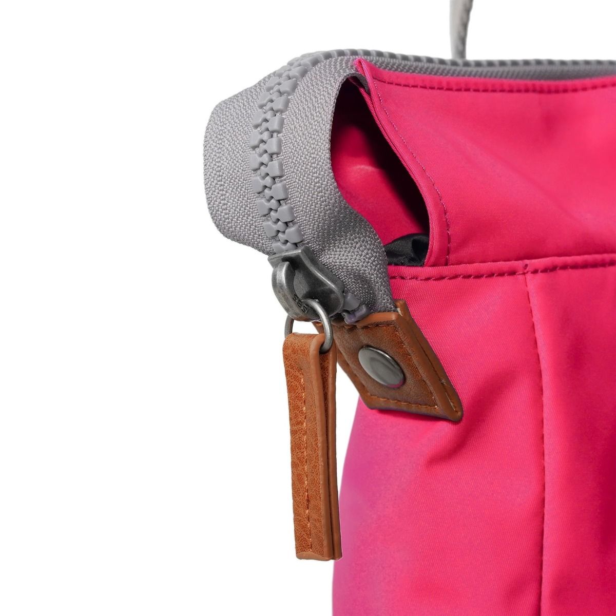 Roka Bantry B Small Vegan Bag in Sparkling Cosmo  zip detail