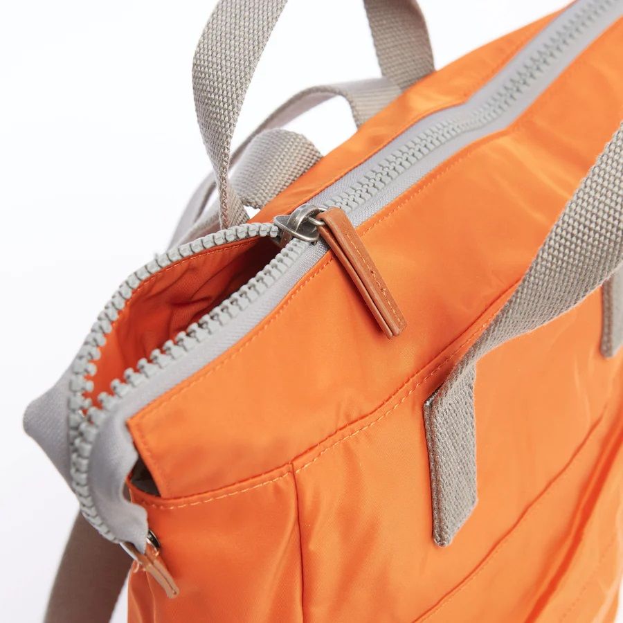 Roka Bantry B Vegan Bag in Burnt Orange. Lotta from Stockholm zip detail