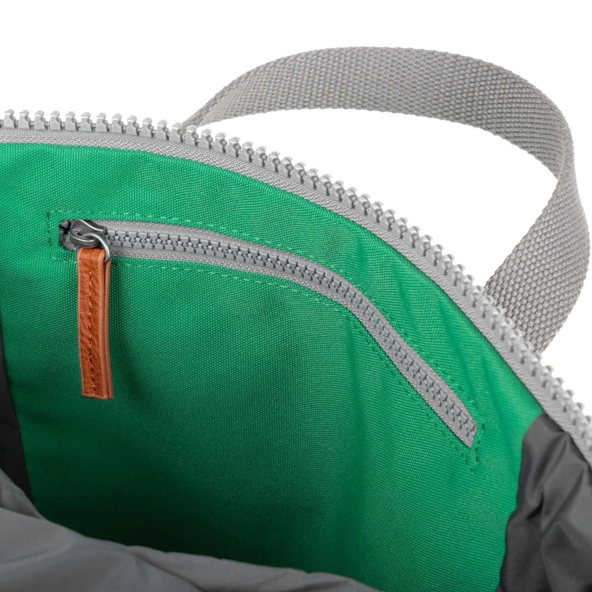 Roka Finchley A Medium Vegan Bag in Mountain Green inside pocket detail