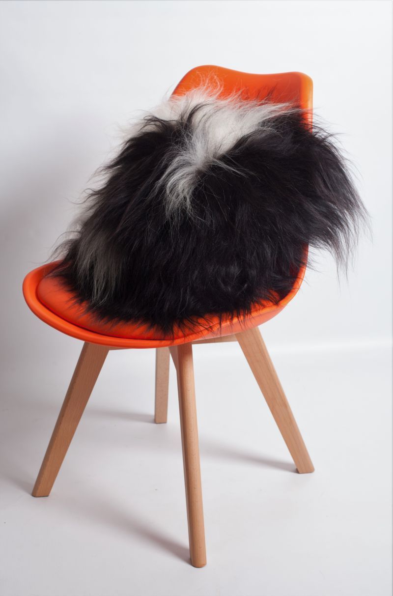 Sheepskin Cushion Long Spotted with Fabric 