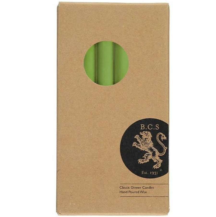 British Colour Standard Olive Eco Dinner Candles, 6 Per Pack