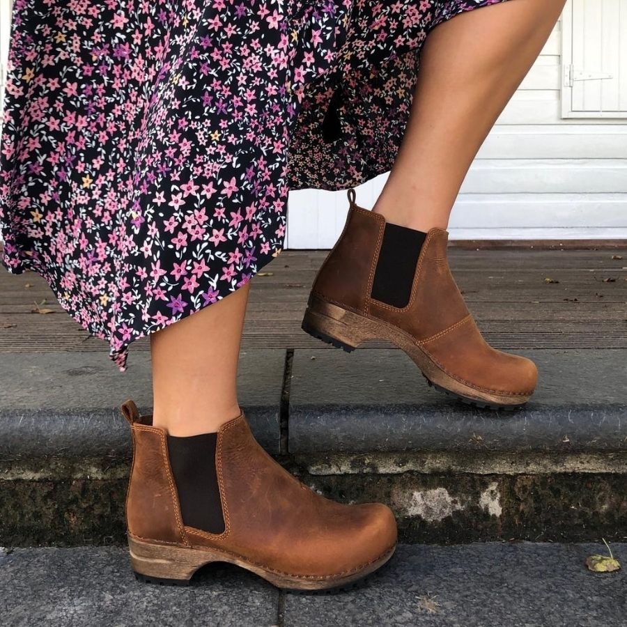 Lotta's Jo Clog Boots in Cognac Soft Oil Leather Seconds