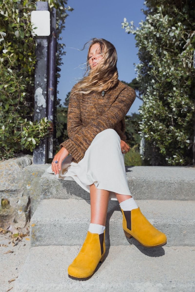 Lotta's Jo Clog Boots in Mustard Soft Oil Leather    