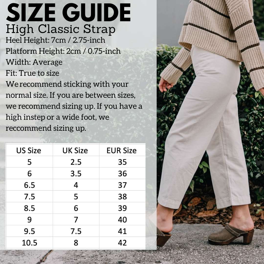high Classic Clogs size guide