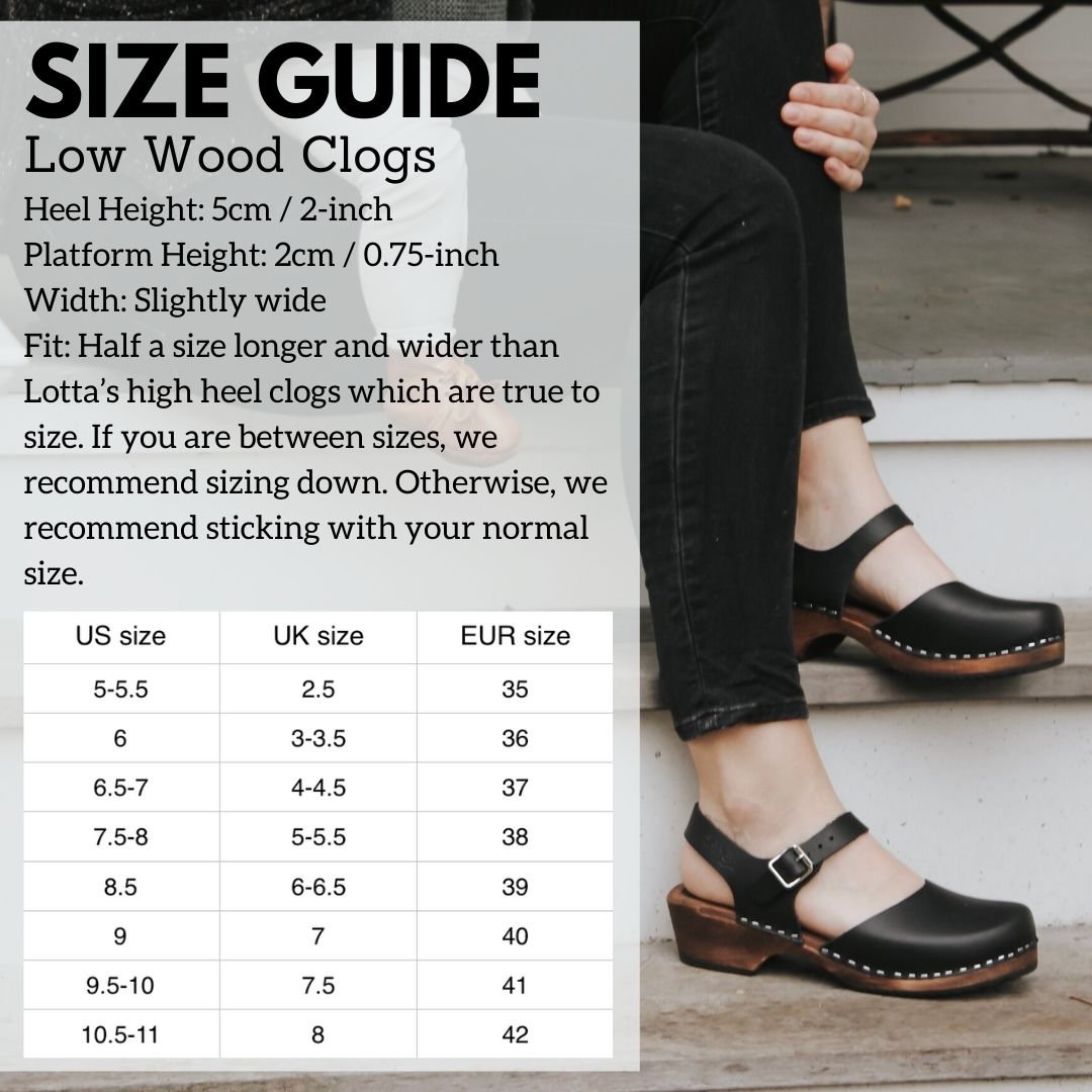 Low Wood Clogs Size Guide